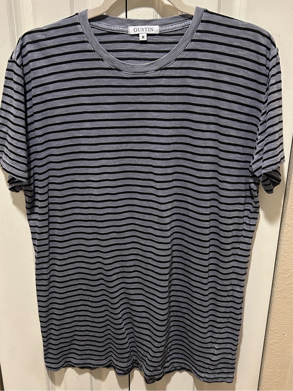 Gustin 100% Organic Cotton Striped T-Shirt Textured , Medium